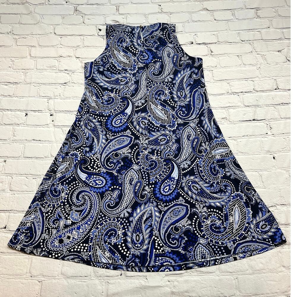 Tommy Hilfiger Swing Dress Blue Paisley Swing A-line sleeveless Size 4 A26